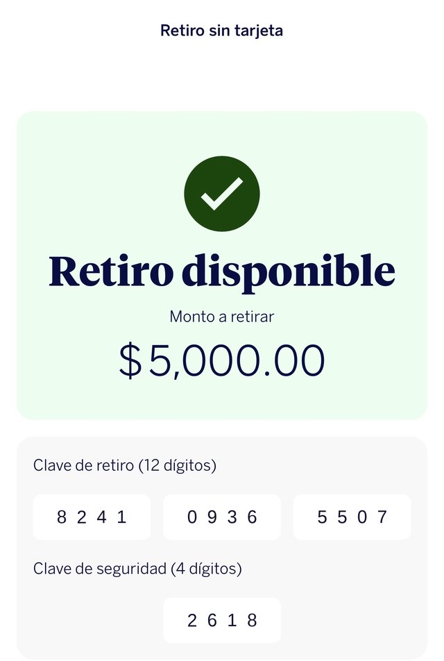 Retiro sin tarjeta de $5,000 MXN
